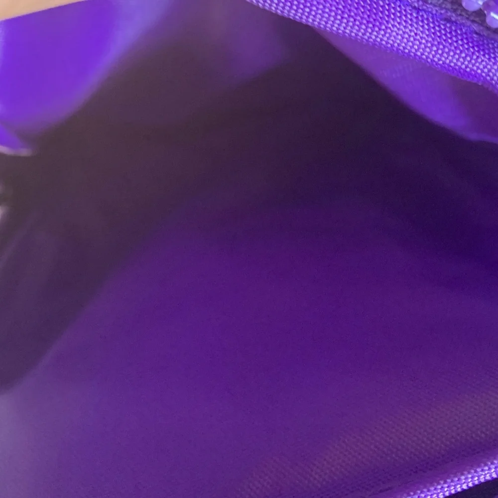 Twitch Phone Wallet Pouch Zip Up Purple Black White Bag Crossbody 5 in x 8 in